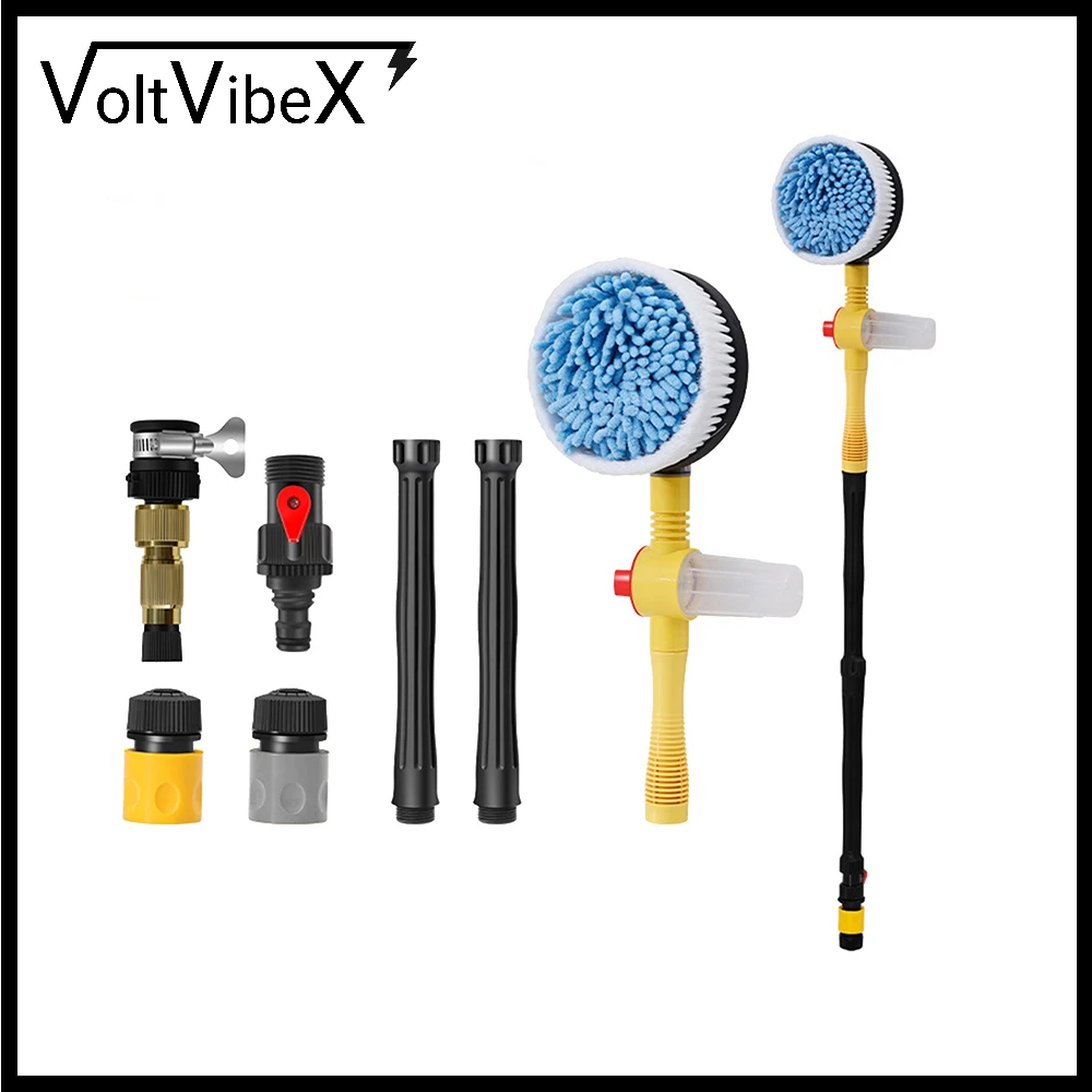 360° Rotating Car Wash Brush Kit, High Pressure - VoltVibeX