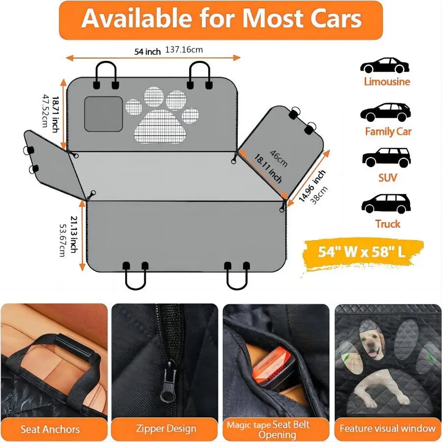 Waterproof Dog Car Seat Cover For Back Seat - VoltVibeX