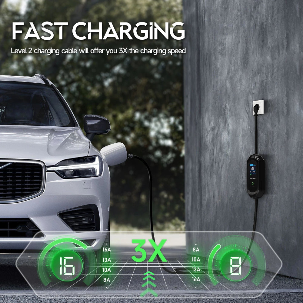 Level 2 Portable EV Charger, 7KW 32A Adjustable - VoltVibeX