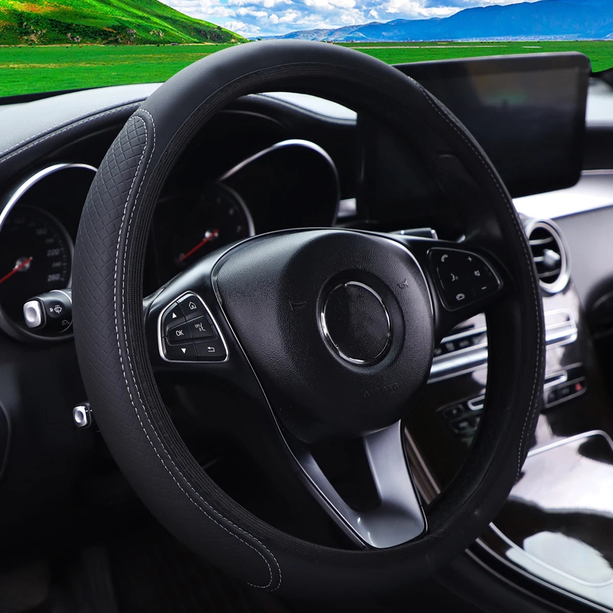 Car Steering Wheel Cover, Universal Fit - VoltVibeX