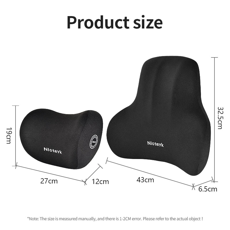 Ergonomic Memory Foam Car Neck & Lumbar Pillow Set - VoltVibeX