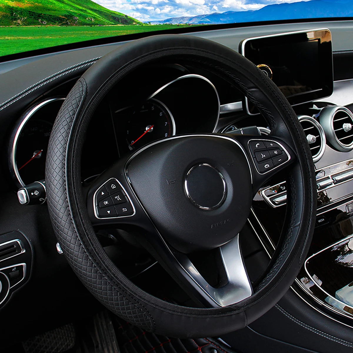 Car Steering Wheel Cover, Universal Fit - VoltVibeX