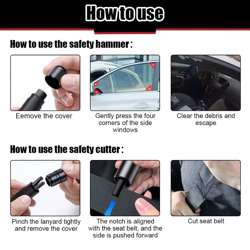 2-in-1 Car Emergency Tool, Window Breaker - VoltVibeX