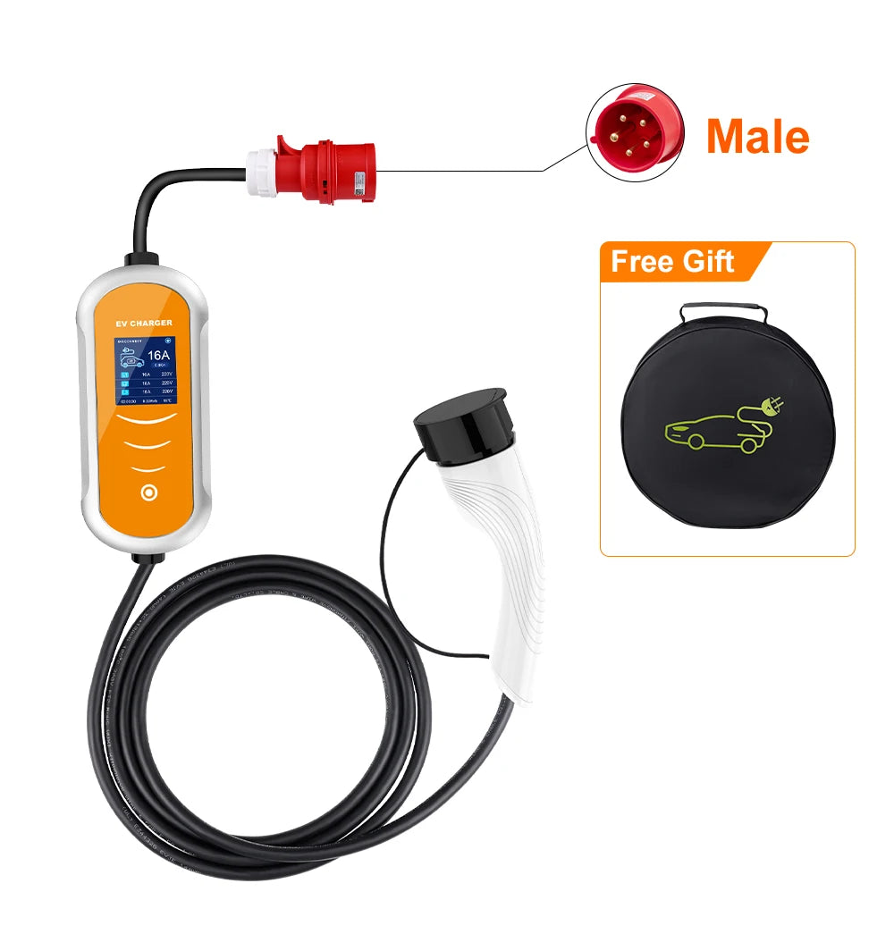 Level 2 Portable EV Charger, 11KW 16A Adjustable - VoltVibeX