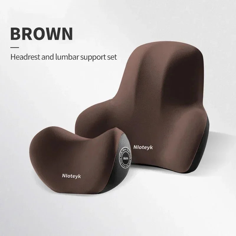 Ergonomic Memory Foam Car Neck & Lumbar Pillow Set - VoltVibeX