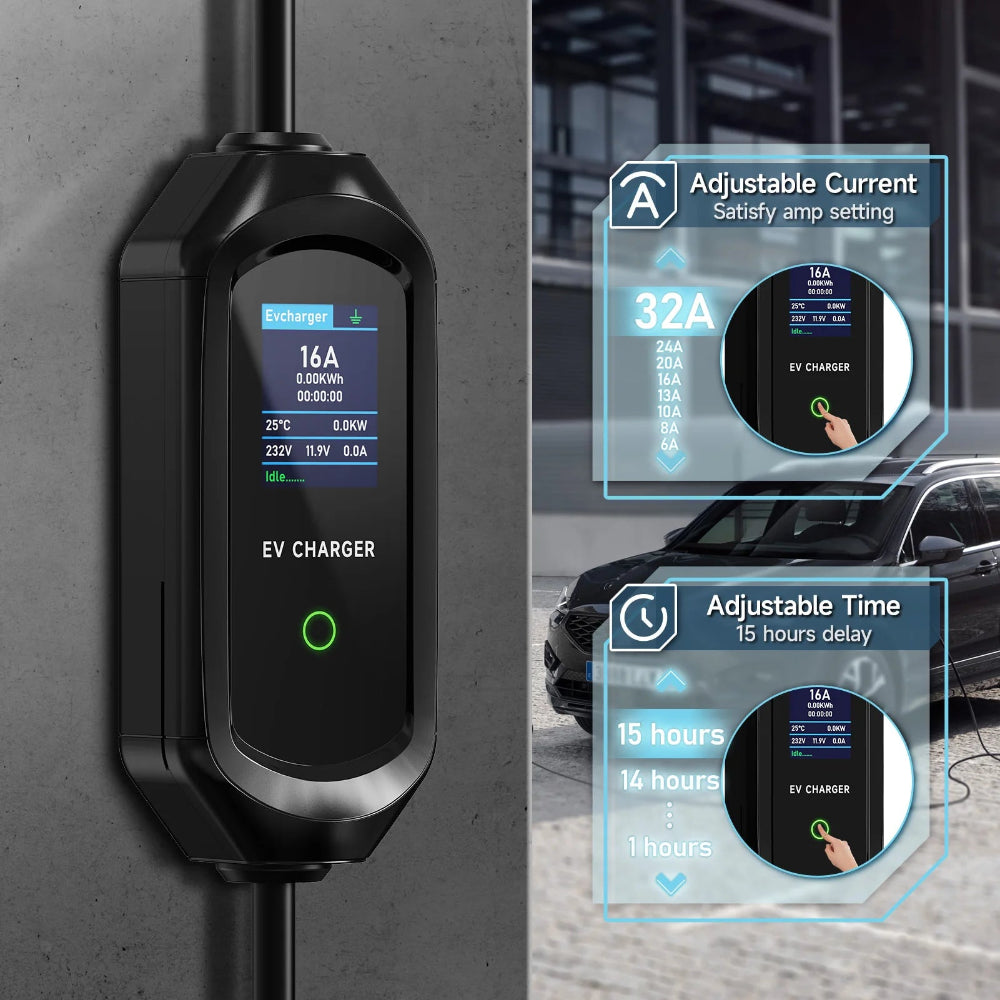Level 2 Portable EV Charger, 7KW 32A Adjustable - VoltVibeX