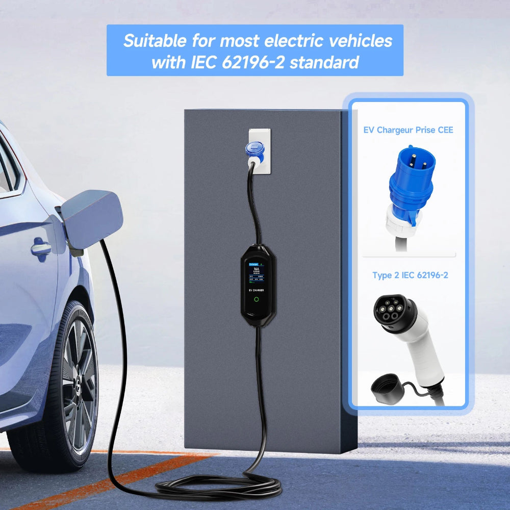 Level 2 Portable EV Charger, 7KW 32A Adjustable - VoltVibeX
