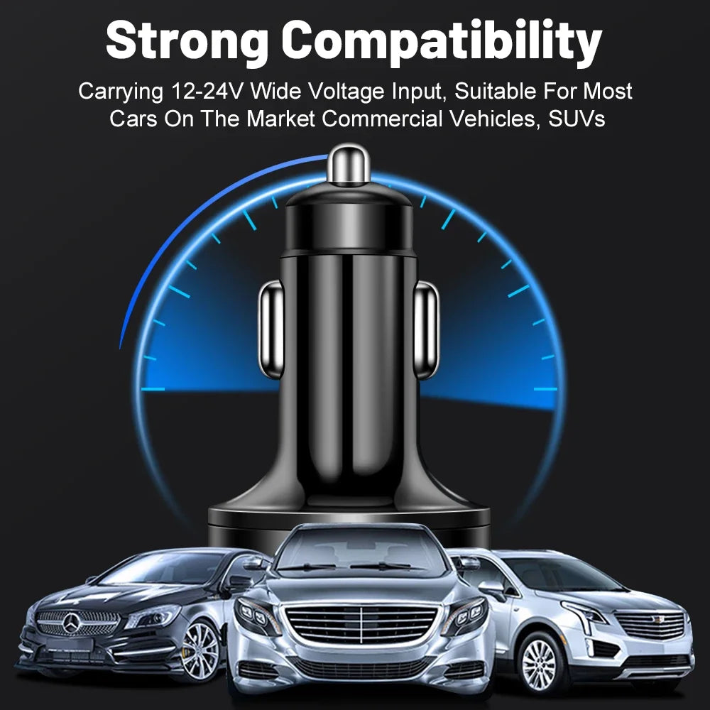 6-in-1 Fast Car Charger With LED Voltage Display - VoltVibeX