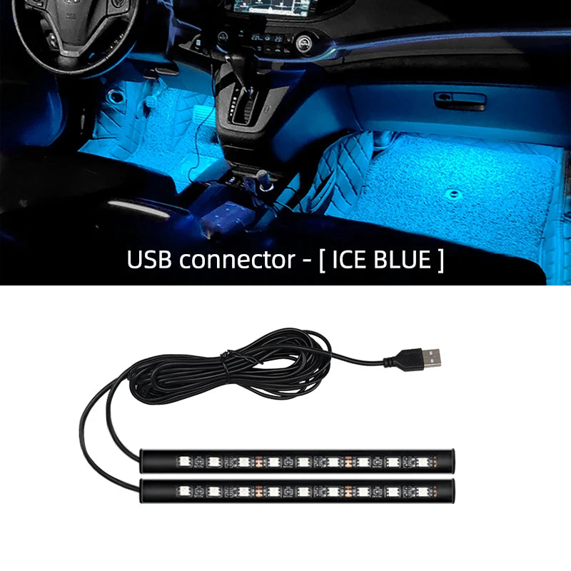USB LED Car Interior Ambient Foot Lights - VoltVibeX