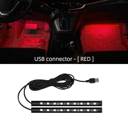 USB LED Car Interior Ambient Foot Lights - VoltVibeX
