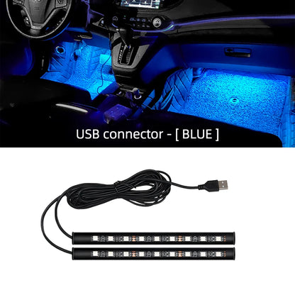 USB LED Car Interior Ambient Foot Lights - VoltVibeX