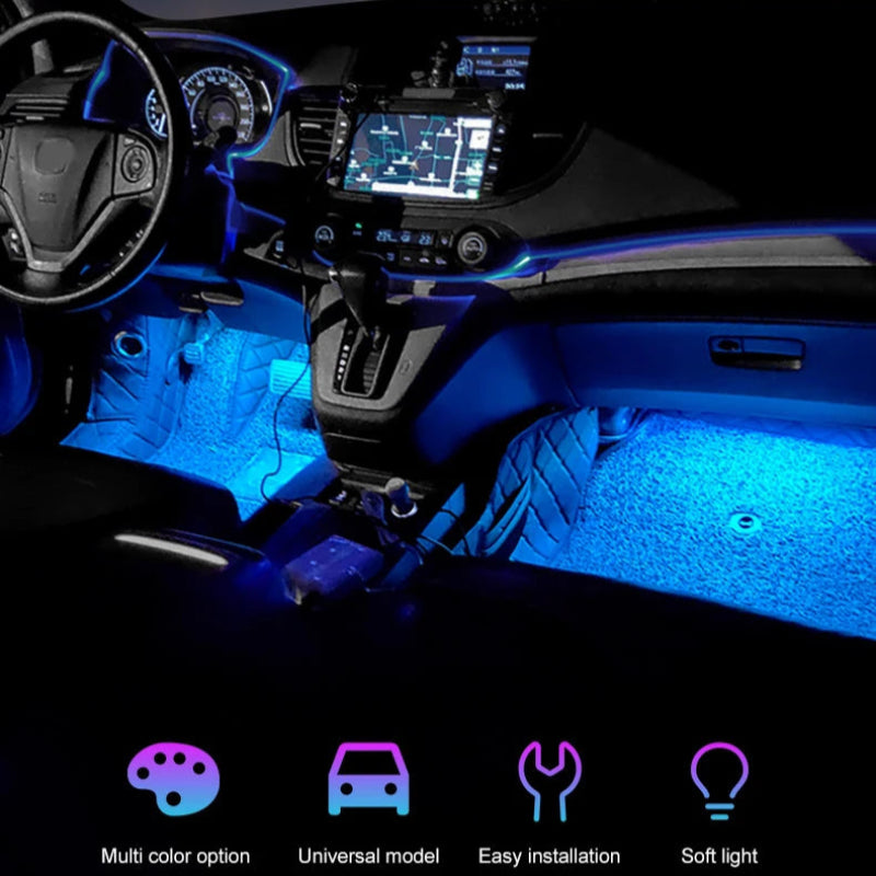 USB LED Car Interior Ambient Foot Lights - VoltVibeX