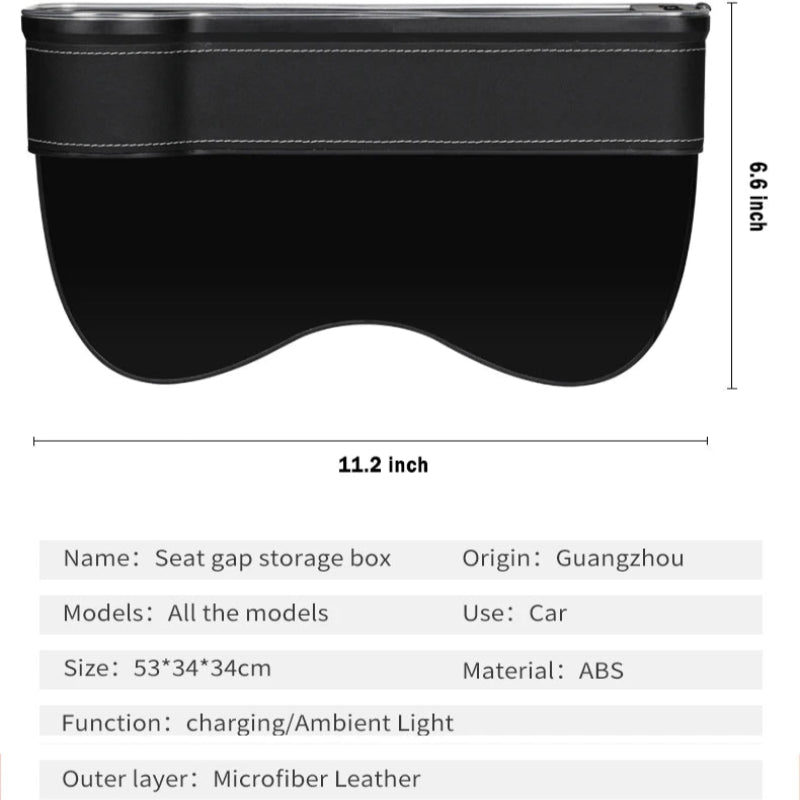 LED Car Seat Gap Filler with Dual USB Charger - VoltVibeX