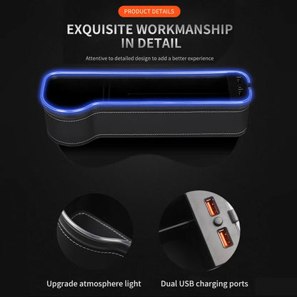 LED Car Seat Gap Filler with Dual USB Charger - VoltVibeX