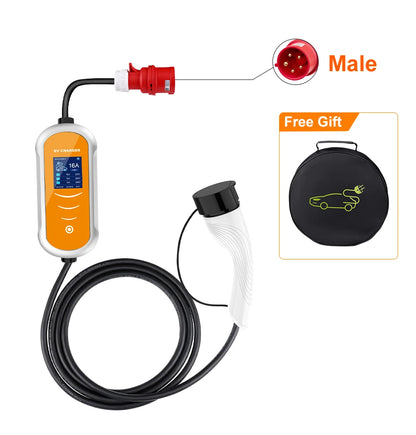 Level 2 Portable EV Charger, 11KW 16A Adjustable - VoltVibeX