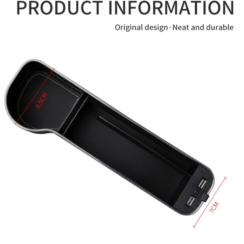 LED Car Seat Gap Filler with Dual USB Charger - VoltVibeX