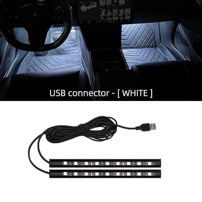 USB LED Car Interior Ambient Foot Lights - VoltVibeX