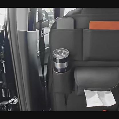 Premium Universal Car Backseat Organizer | All-In-One | PU Leather | Cup Holder | Tissue Box | Anti-Kick Pad | Waterproof